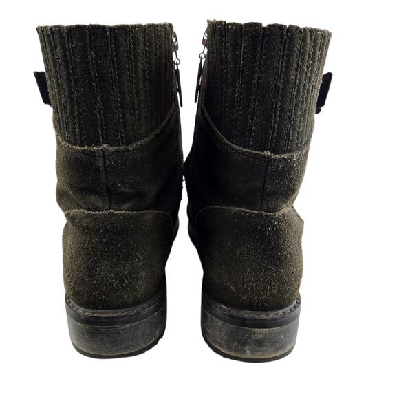 EMU Australia Boots Women 8 Waldron Green Suede Waterproof Moto Combat Shearling - Picture 6 of 12